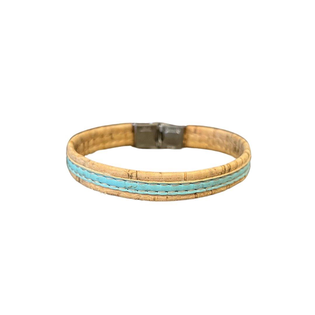 Kork Armband Stil- und Stoffmix – Ansicht der Bänder und Schmuckelemente