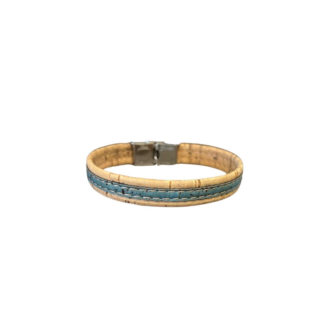 Kork Armband Stil- und Stoffmix – Ansicht der Bänder und Schmuckelemente
