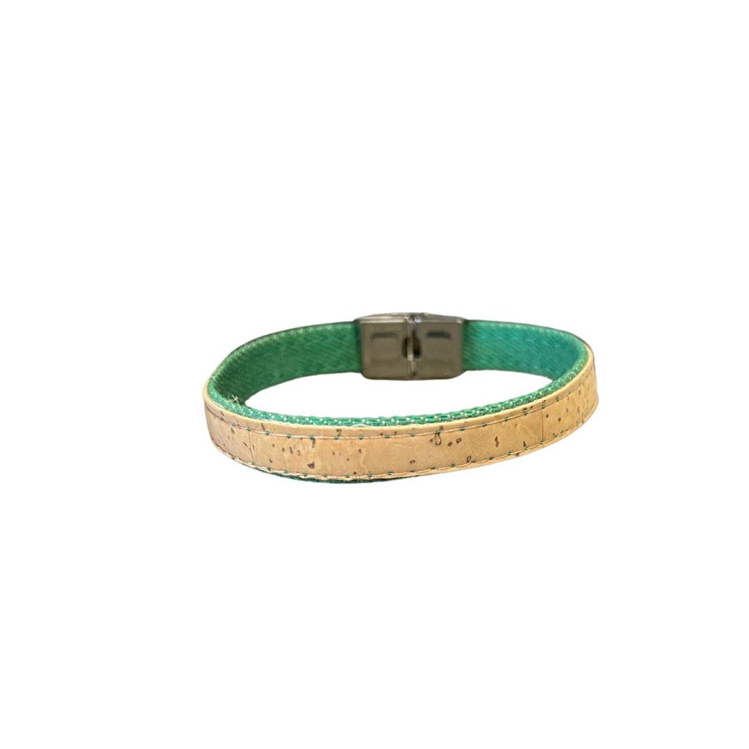 Kork Armband Stil- und Stoffmix – Ansicht der Bänder und Schmuckelemente