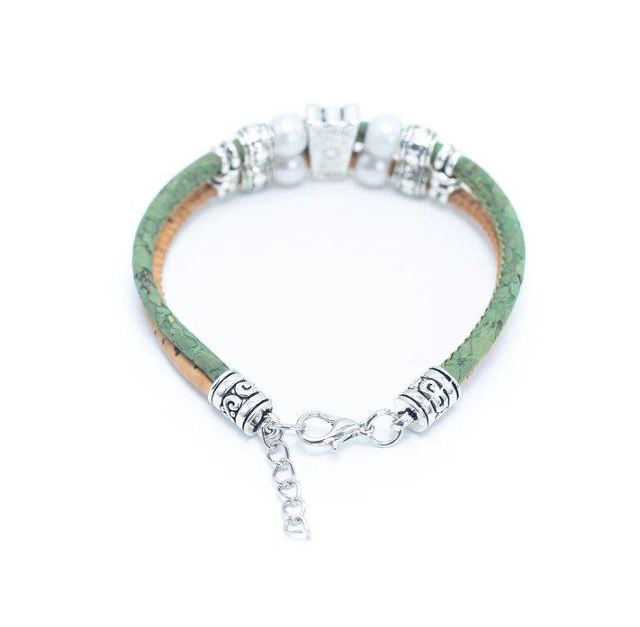 Kork Armband Eule bunt: Rückansicht mit Verschlusskette.