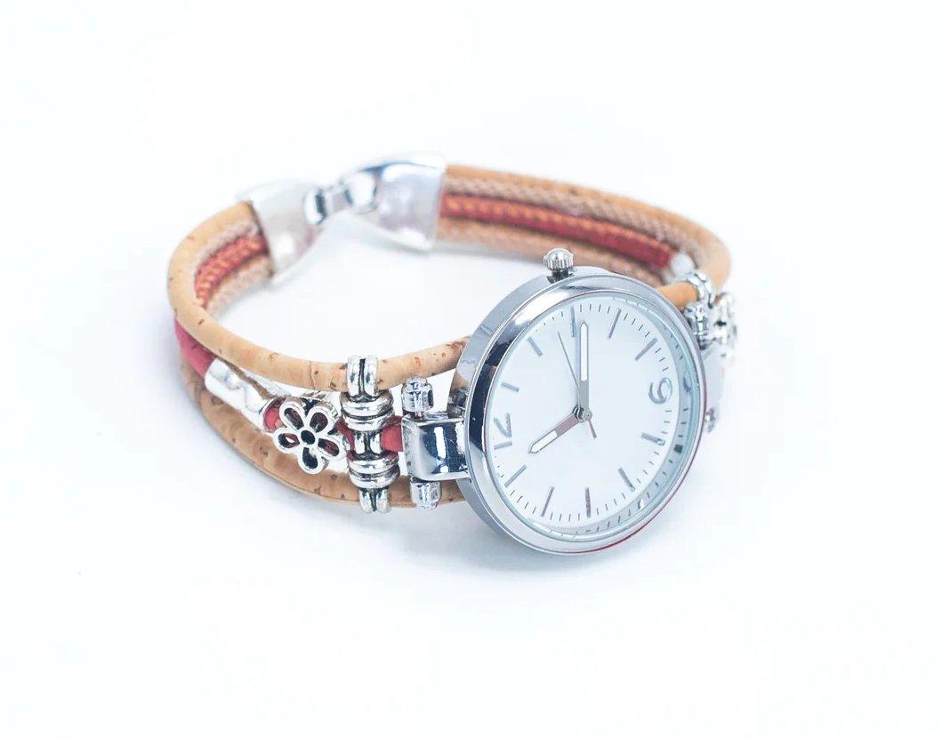 Kork Armbanduhr - dezent - schmal - 3 Reiher - wood stud - Holzohrringe - Holzdeko und mehr