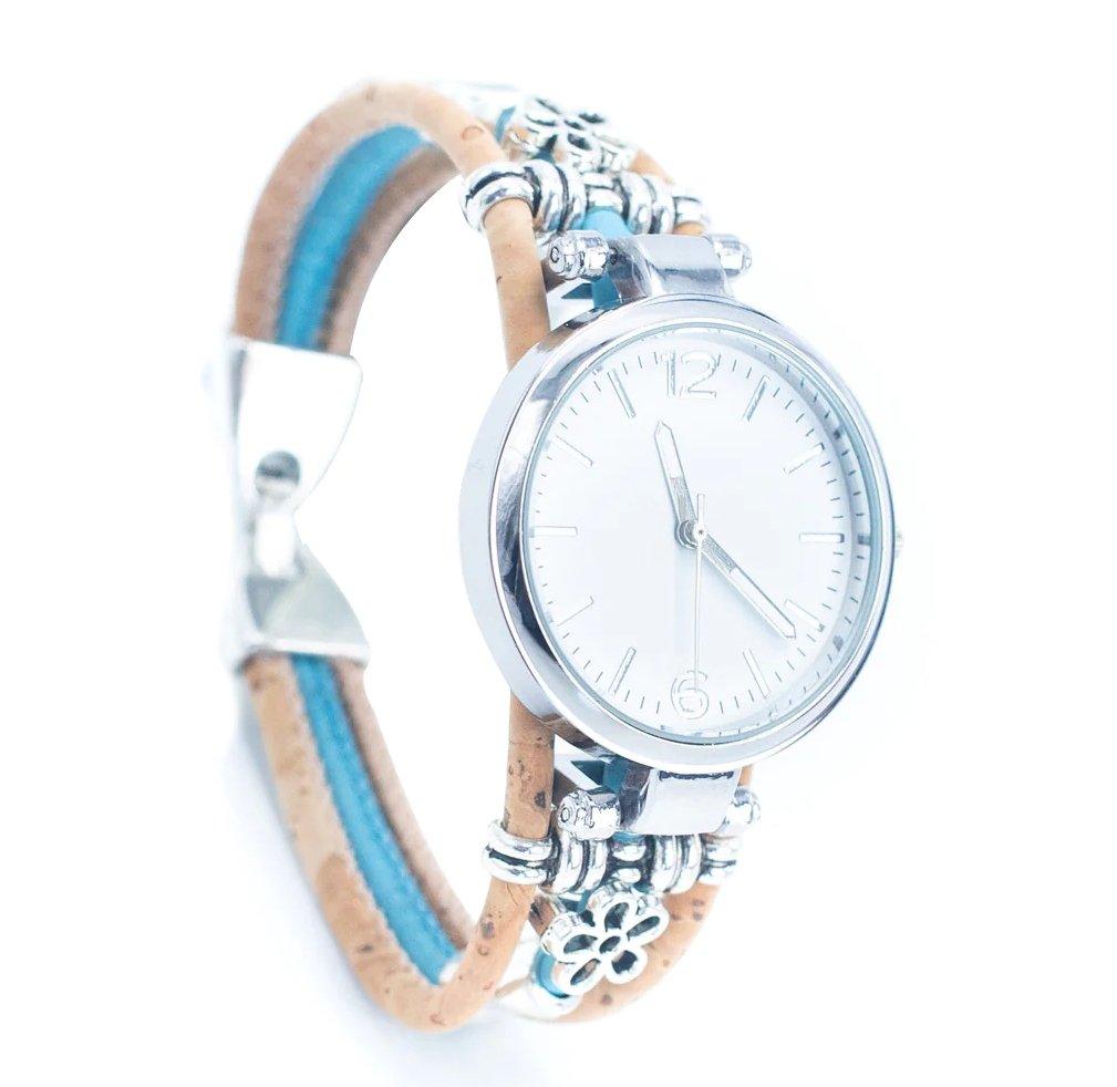 Kork Armbanduhr - dezent - schmal - 3 Reiher - wood stud - Holzohrringe - Holzdeko und mehr
