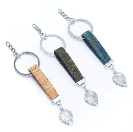 Kork Schlüsselanhänger Blatt - wood stud - Holzohrringe - Holzdeko und mehr