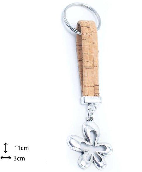 Kork Schlüsselanhänger Blume - wood stud - Holzohrringe - Holzdeko und mehr