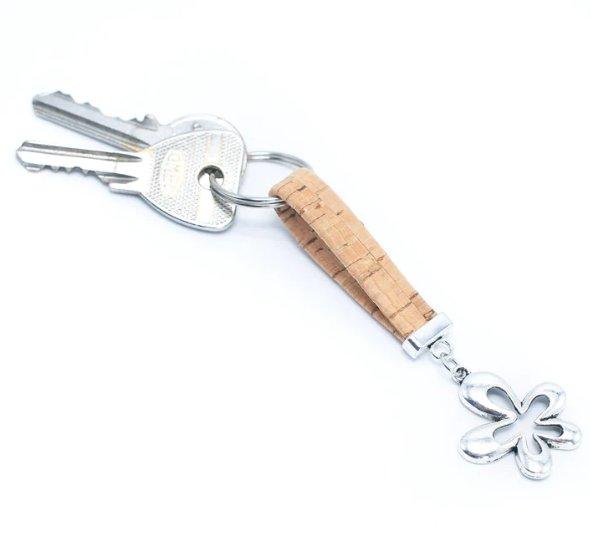 Kork Schlüsselanhänger Blume - wood stud - Holzohrringe - Holzdeko und mehr