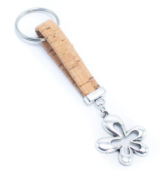 Kork Schlüsselanhänger Blume - wood stud - Holzohrringe - Holzdeko und mehr