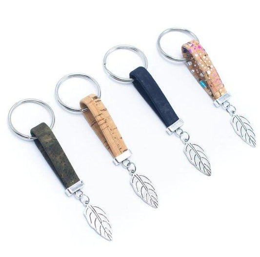 Kork Schlüsselanhänger Langblatt - wood stud - Holzohrringe - Holzdeko und mehr