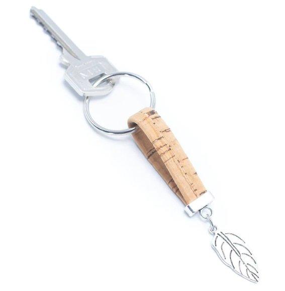 Kork Schlüsselanhänger Langblatt - wood stud - Holzohrringe - Holzdeko und mehr