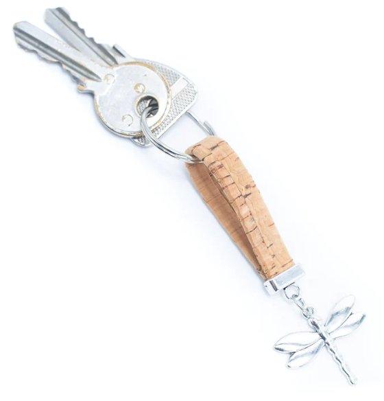 Kork Schlüsselanhänger Libelle - wood stud - Holzohrringe - Holzdeko und mehr