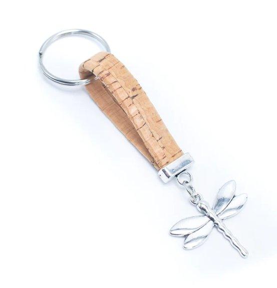 Kork Schlüsselanhänger Libelle - wood stud - Holzohrringe - Holzdeko und mehr