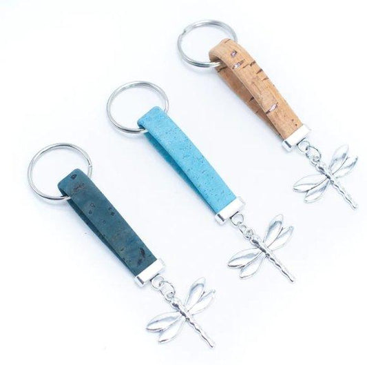 Kork Schlüsselanhänger Libelle - wood stud - Holzohrringe - Holzdeko und mehr