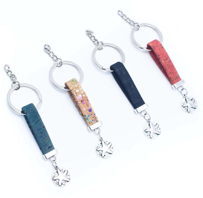 Kork Schlüsselanhänger Seestern - wood stud - Holzohrringe - Holzdeko und mehr