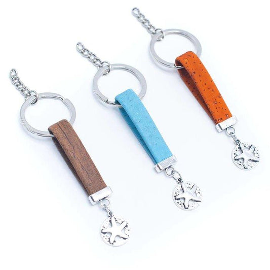 Kork Schlüsselanhänger Seestern - wood stud - Holzohrringe - Holzdeko und mehr