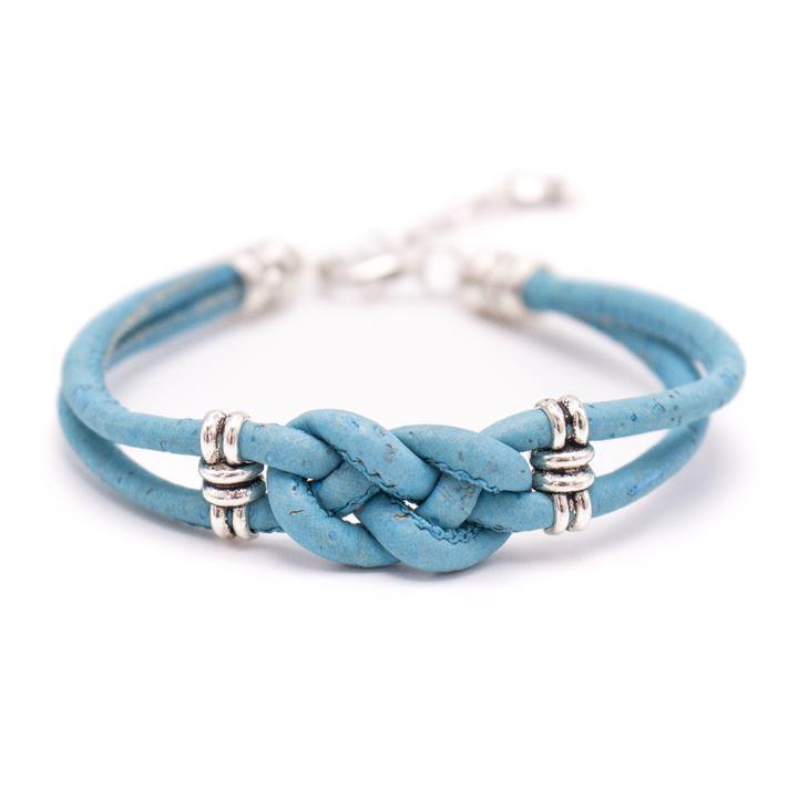 Kork Armband Knoten – Ansicht in hellblauer Ausführung