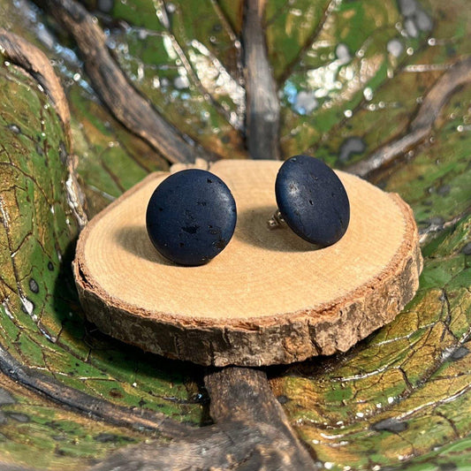 Korkohrstecker Blue Moon - wood stud - Holzohrringe - Holzdeko und mehr