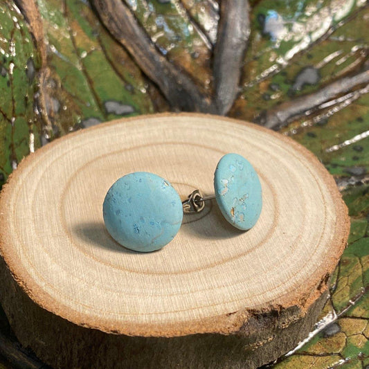 Korkohrstecker Himmelblau - wood stud - Holzohrringe - Holzdeko und mehr