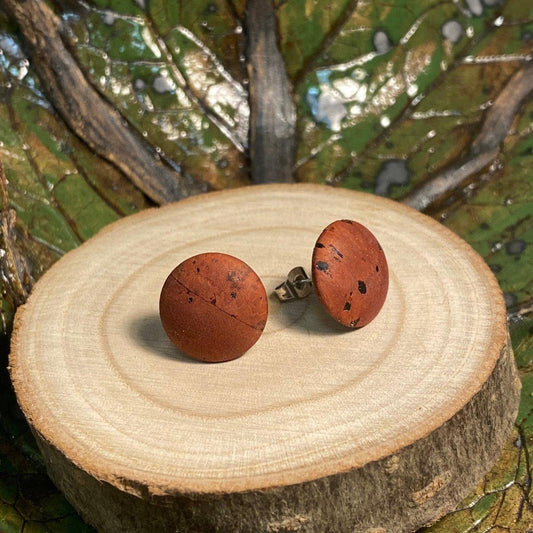 Korkohrstecker Scharlach-Rot - wood stud - Holzohrringe - Holzdeko und mehr