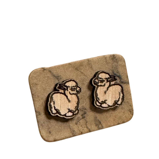 Lama / Alpaka Holz-Ohrstecker - wood stud - Holzohrringe - Holzdeko und mehr