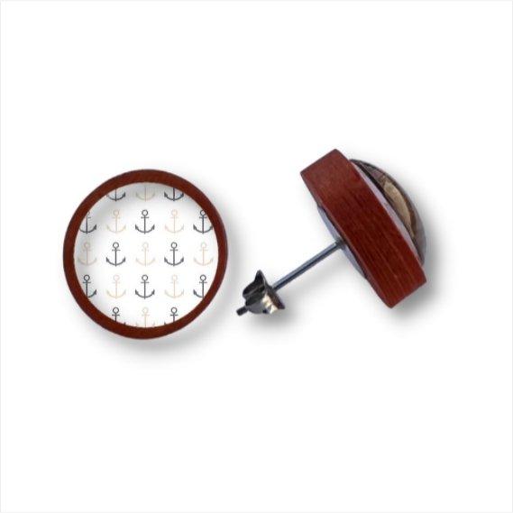 Maritime Muster - Holzohrstecker mit Motiv - wood stud - Holzohrringe - Holzdeko und mehr