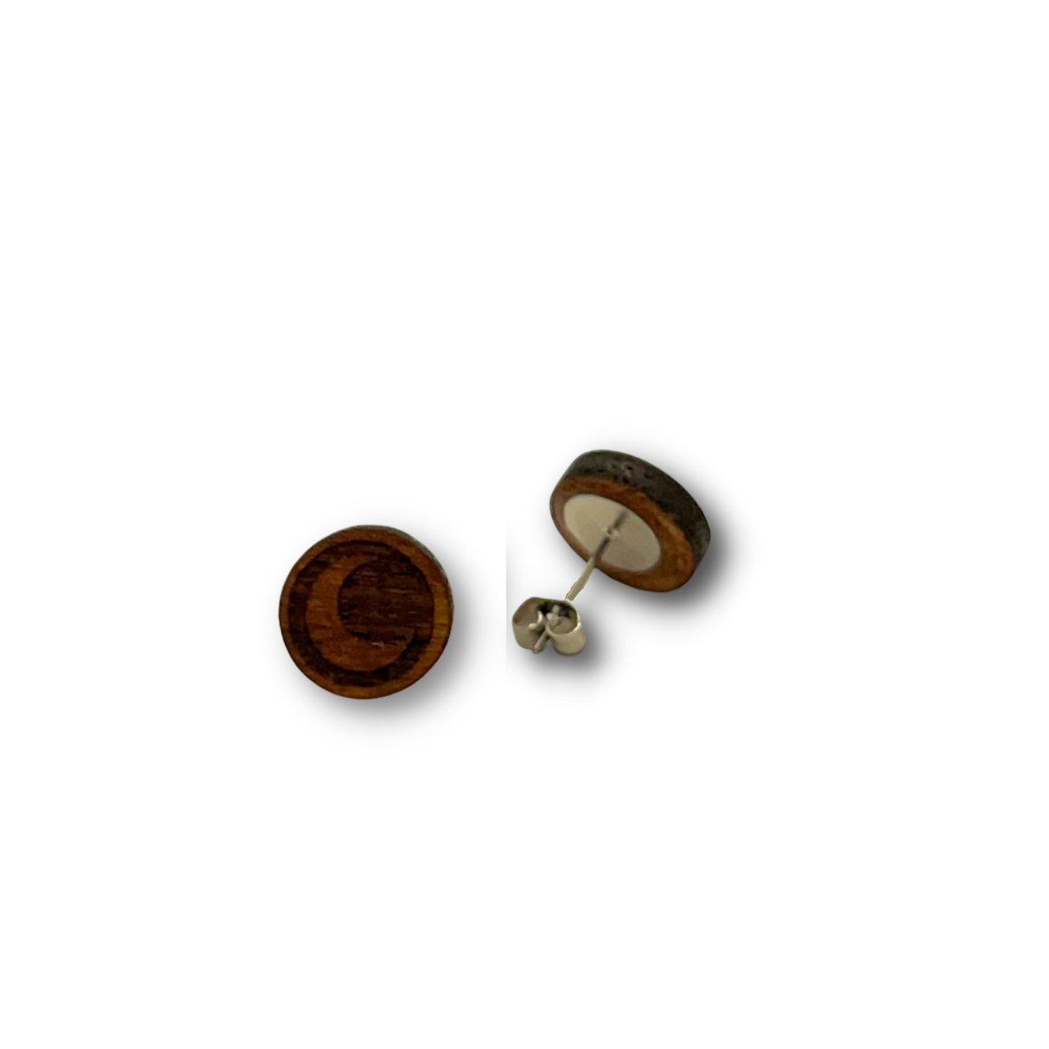 Mond - Holzohrstecker - Kirsche - Mahagoni - Nuss - wood stud - Holzohrringe - Holzdeko und mehr