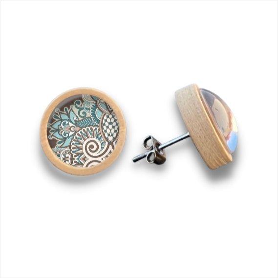 Muster - abstrakt - Holzohrstecker mit Motiv - wood stud - Holzohrringe - Holzdeko und mehr