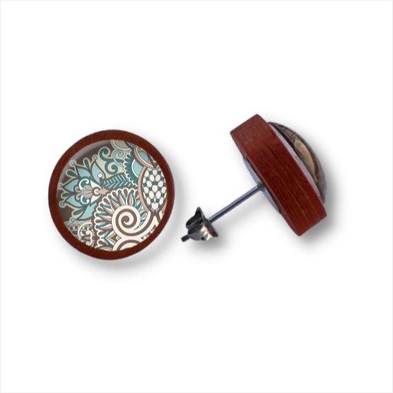 Muster - abstrakt - Holzohrstecker mit Motiv - wood stud - Holzohrringe - Holzdeko und mehr