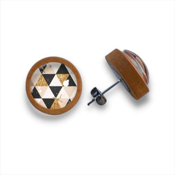 Muster - Dreieck Design - Holzohrstecker mit Motiv - wood stud - Holzohrringe - Holzdeko und mehr