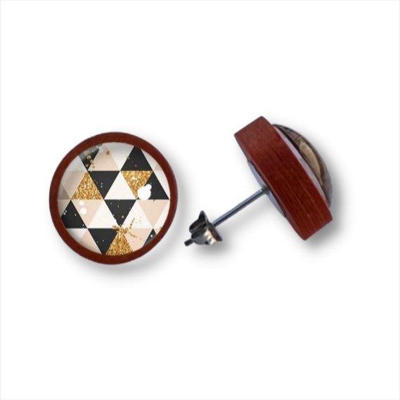 Muster - Dreieck Design - Holzohrstecker mit Motiv - wood stud - Holzohrringe - Holzdeko und mehr