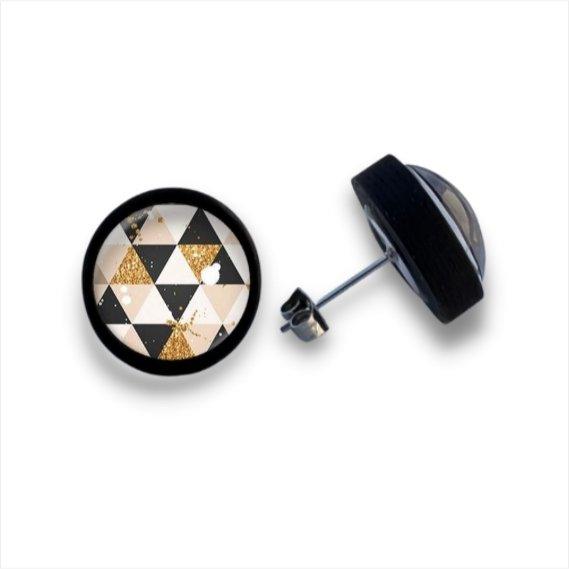 Muster - Dreieck Design - Holzohrstecker mit Motiv - wood stud - Holzohrringe - Holzdeko und mehr