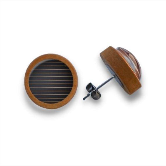 Muster - gold - schwarz - Holzohrstecker mit Motiv - wood stud - Holzohrringe - Holzdeko und mehr