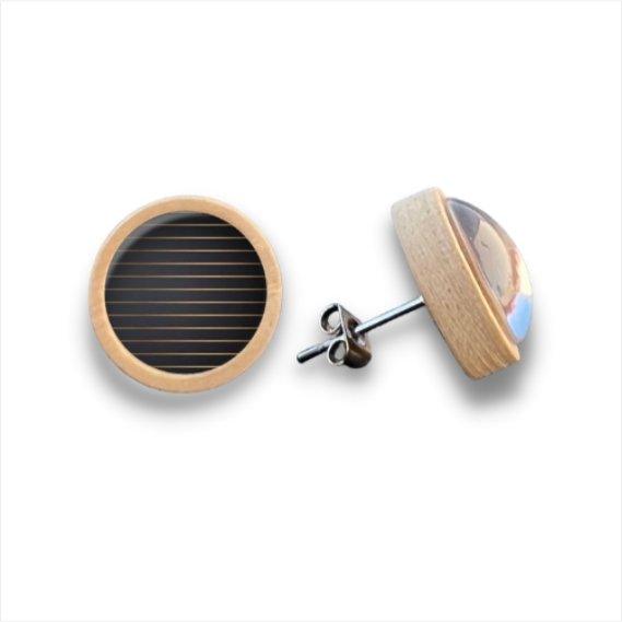 Muster - gold - schwarz - Holzohrstecker mit Motiv - wood stud - Holzohrringe - Holzdeko und mehr