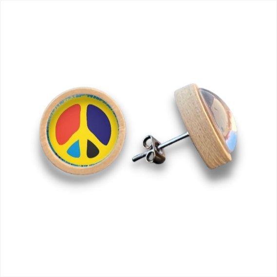 Peace - Frieden 1 - Holzohrstecker mit Motiv - wood stud - Holzohrringe - Holzdeko und mehr