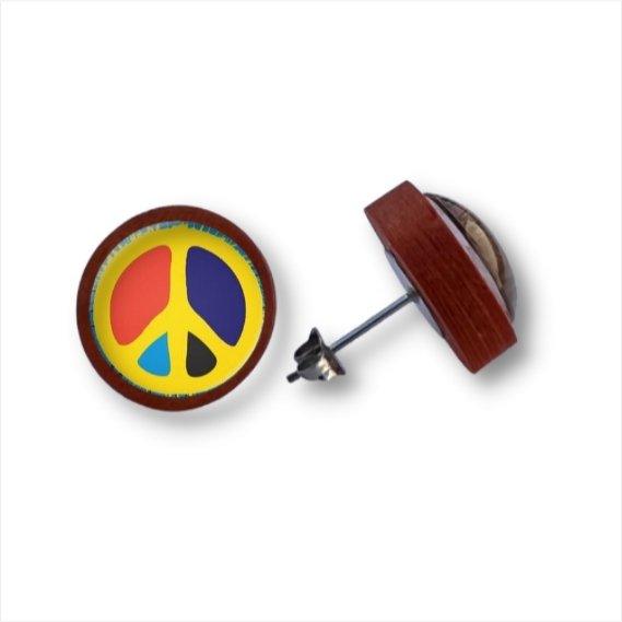 Peace - Frieden 1 - Holzohrstecker mit Motiv - wood stud - Holzohrringe - Holzdeko und mehr