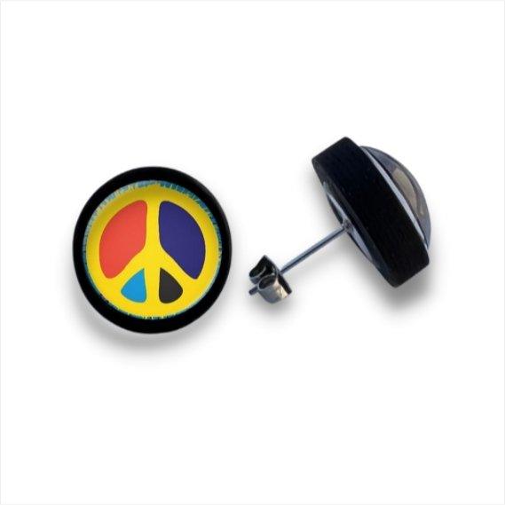 Peace - Frieden 1 - Holzohrstecker mit Motiv - wood stud - Holzohrringe - Holzdeko und mehr