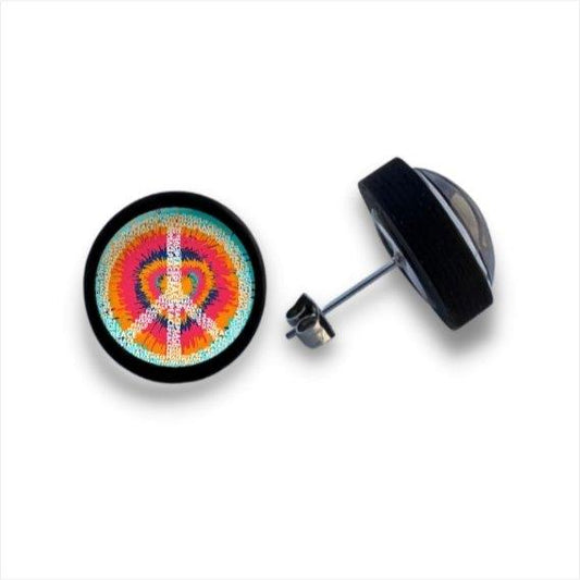 Peace - Frieden 2- Holzohrstecker mit Motiv - wood stud - Holzohrringe - Holzdeko und mehr