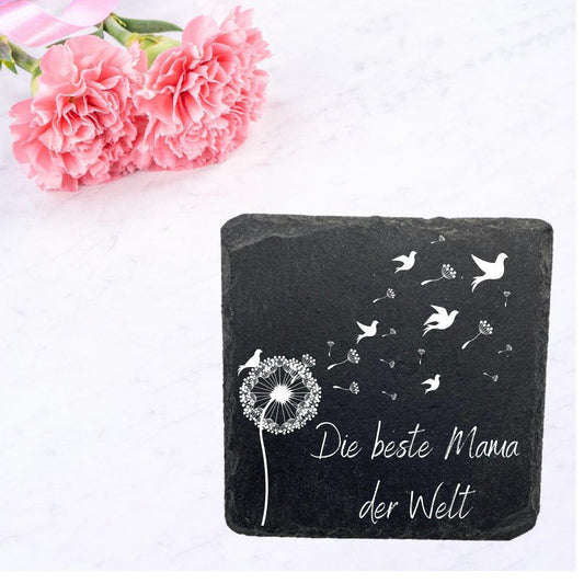 Schiefer Untersetzer für Mama - wood stud - Holzohrringe - Holzdeko und mehr