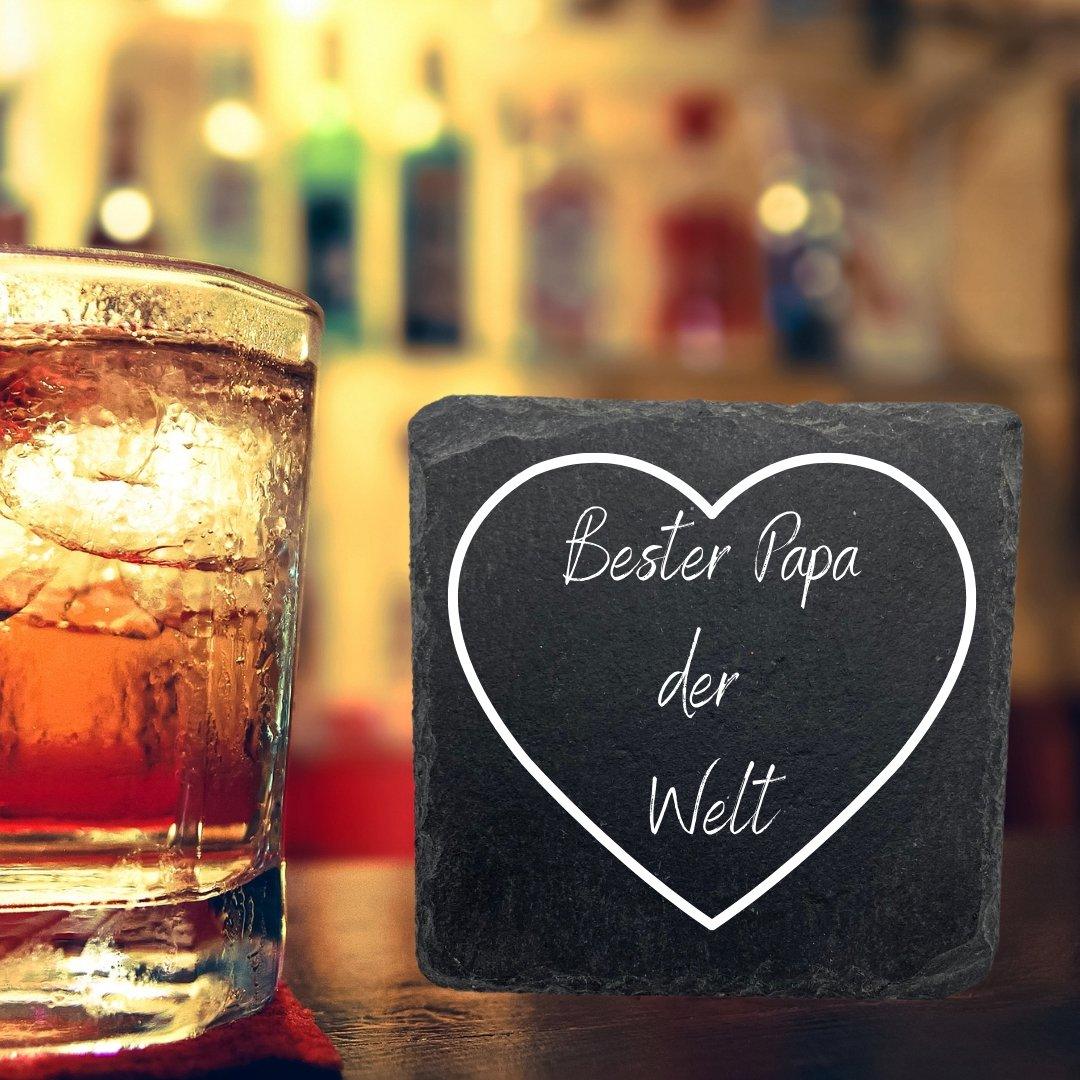 Schiefer Untersetzer für Papa - wood stud - Holzohrringe - Holzdeko und mehr