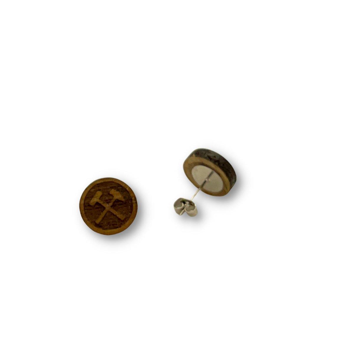 Schlägel und Eisen - Holzohrstecker - Kirsche - Mahagoni - Nuss - wood stud - Holzohrringe - Holzdeko und mehr