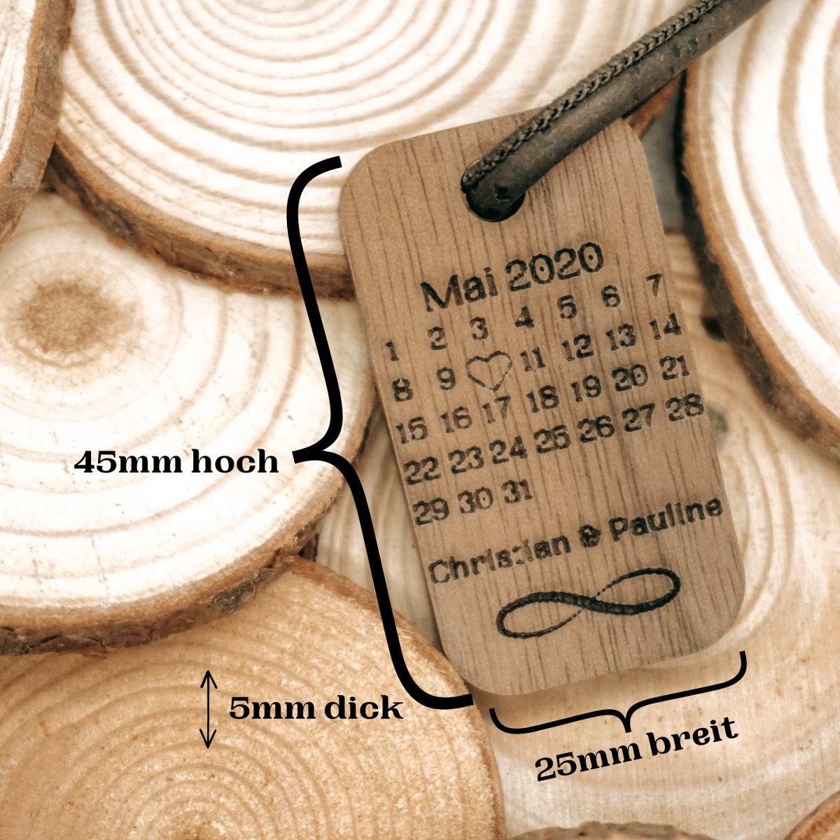 Schlüsselanhänger Kalender - Jahrestag - Valentinstag - wood stud - Holzohrringe - Holzdeko und mehr