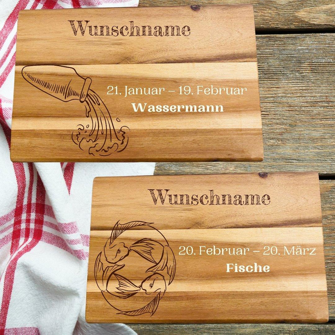 Schneidebrett Sternzeichen mit Namen - wood stud - Holzohrringe - Holzdeko und mehr