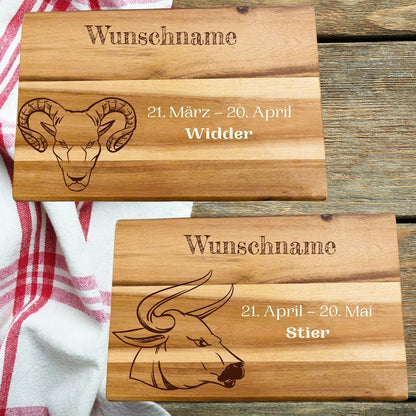 wood stud Schneidebrett Sternzeichen mit Namen wood stud