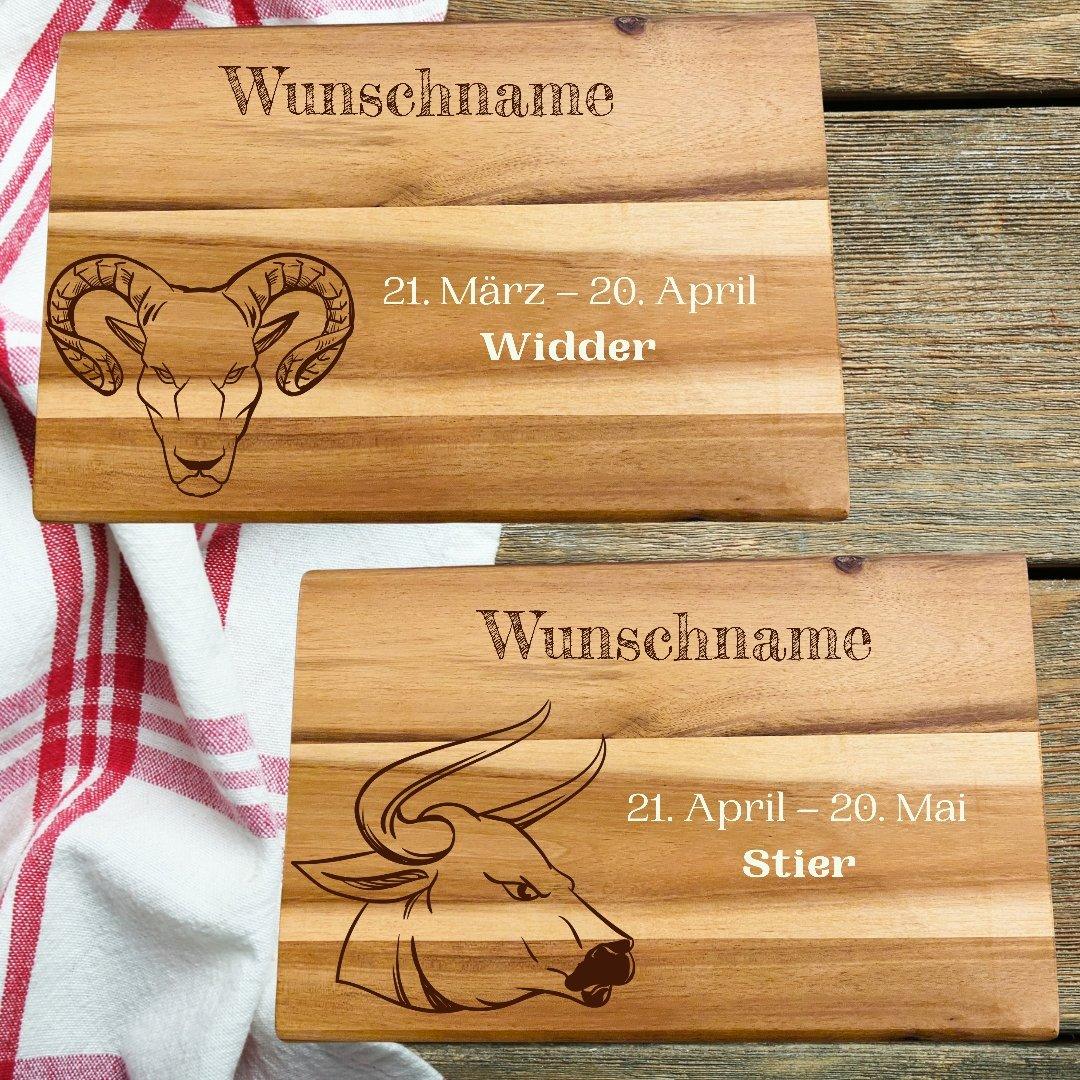 Schneidebrett Sternzeichen mit Namen - wood stud - Holzohrringe - Holzdeko und mehr