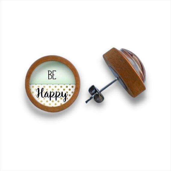 Statement - verschiedene Schriften - Holzohrstecker mit Motiv - wood stud - Holzohrringe - Holzdeko und mehr