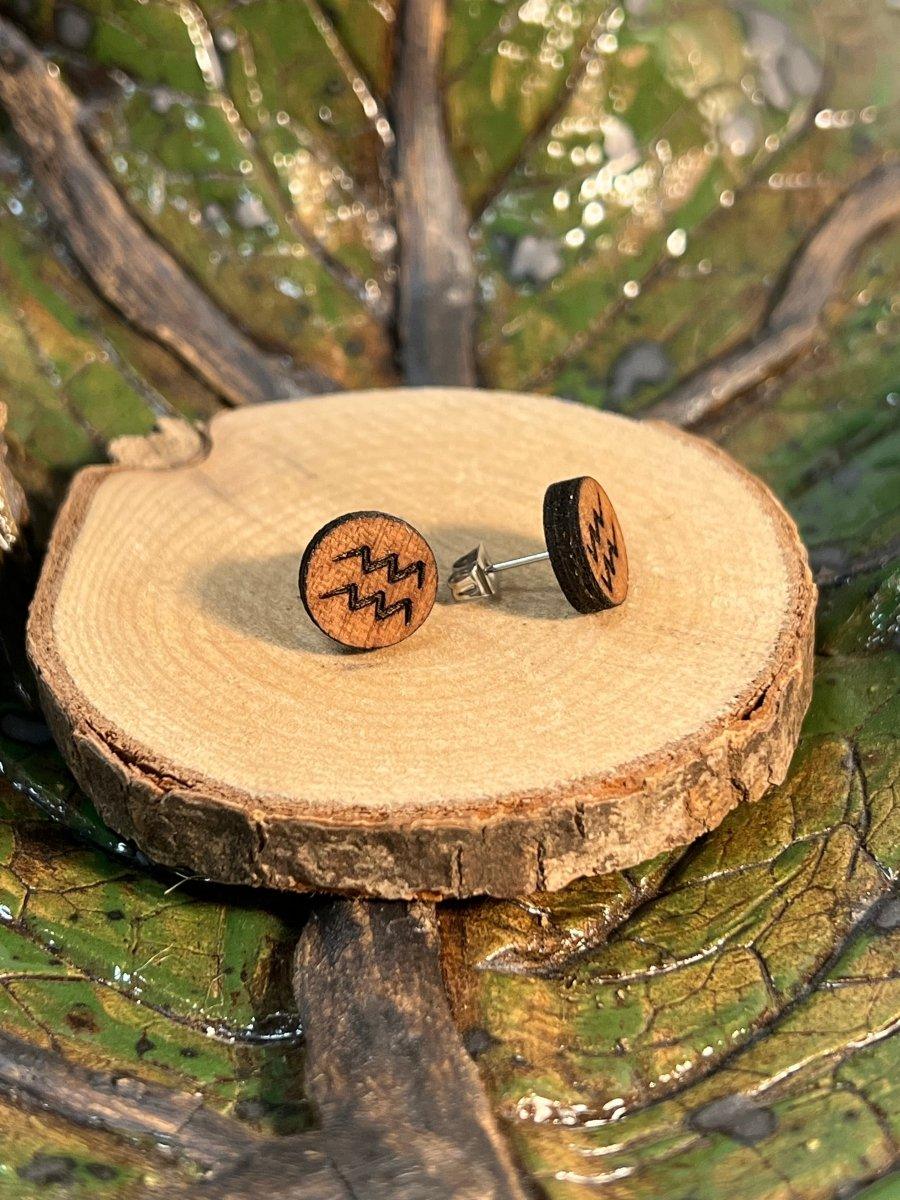 Sternzeichen - Holzohrstecker - Nussholz - wood stud - Holzohrringe - Holzdeko und mehr