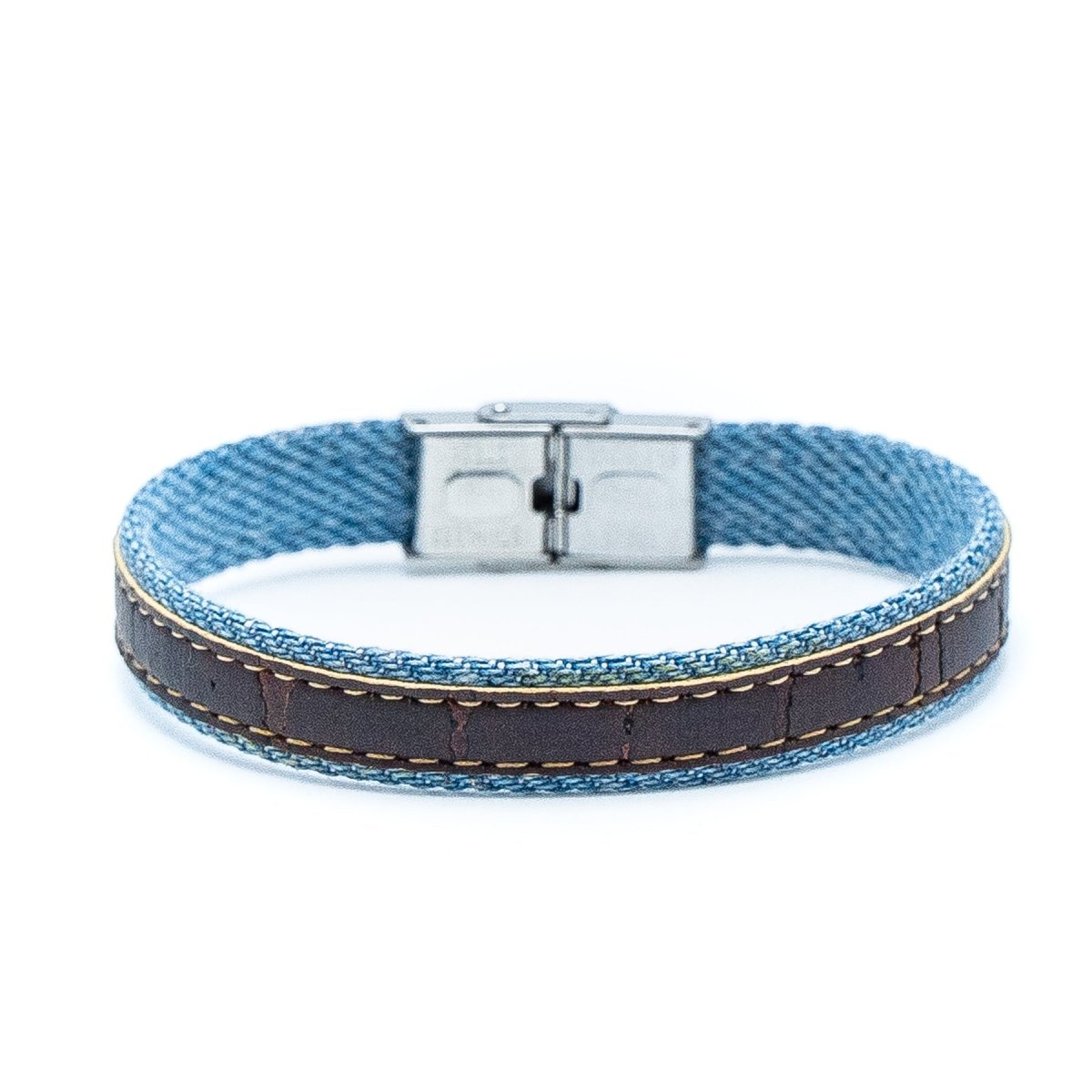 wood stud Kork Armband Stil- und Stoffmix wood stud