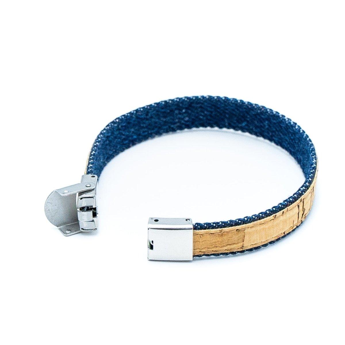 Kork Armband Stil- und Stoffmix – Rückansicht mit Verschluss
