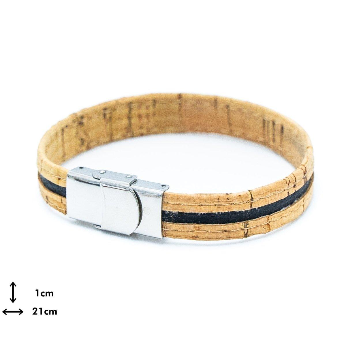 Kork Armband Stil- und Stoffmix – Ansicht der Bänder und Schmuckelemente