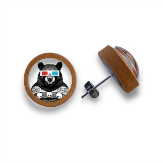 Tierisch 3D - Holzohrstecker mit Motiv - wood stud - Holzohrringe - Holzdeko und mehr