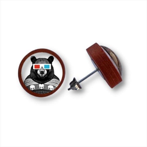 Tierisch 3D - Holzohrstecker mit Motiv - wood stud - Holzohrringe - Holzdeko und mehr