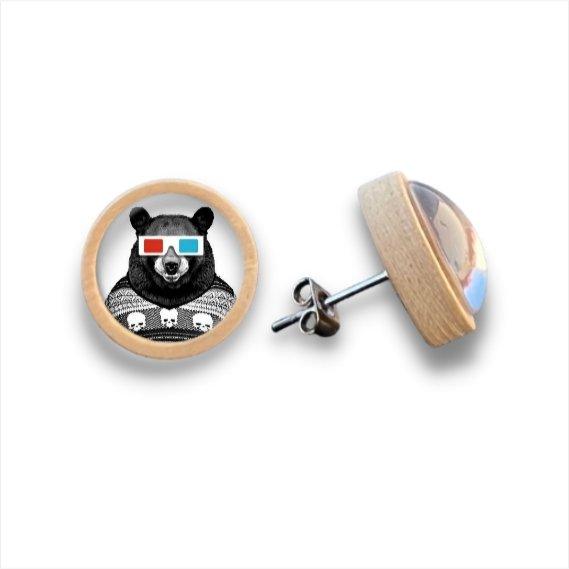 Tierisch 3D - Holzohrstecker mit Motiv - wood stud - Holzohrringe - Holzdeko und mehr